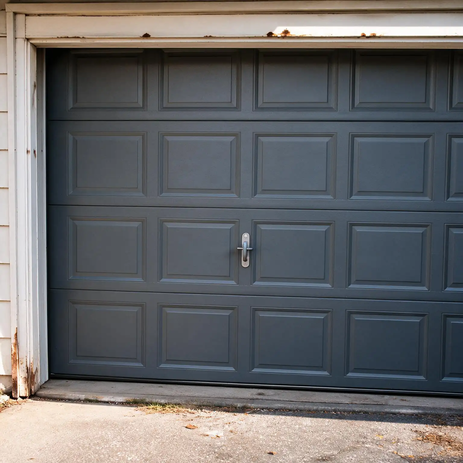 Clean straight garage door after panel and track replacement